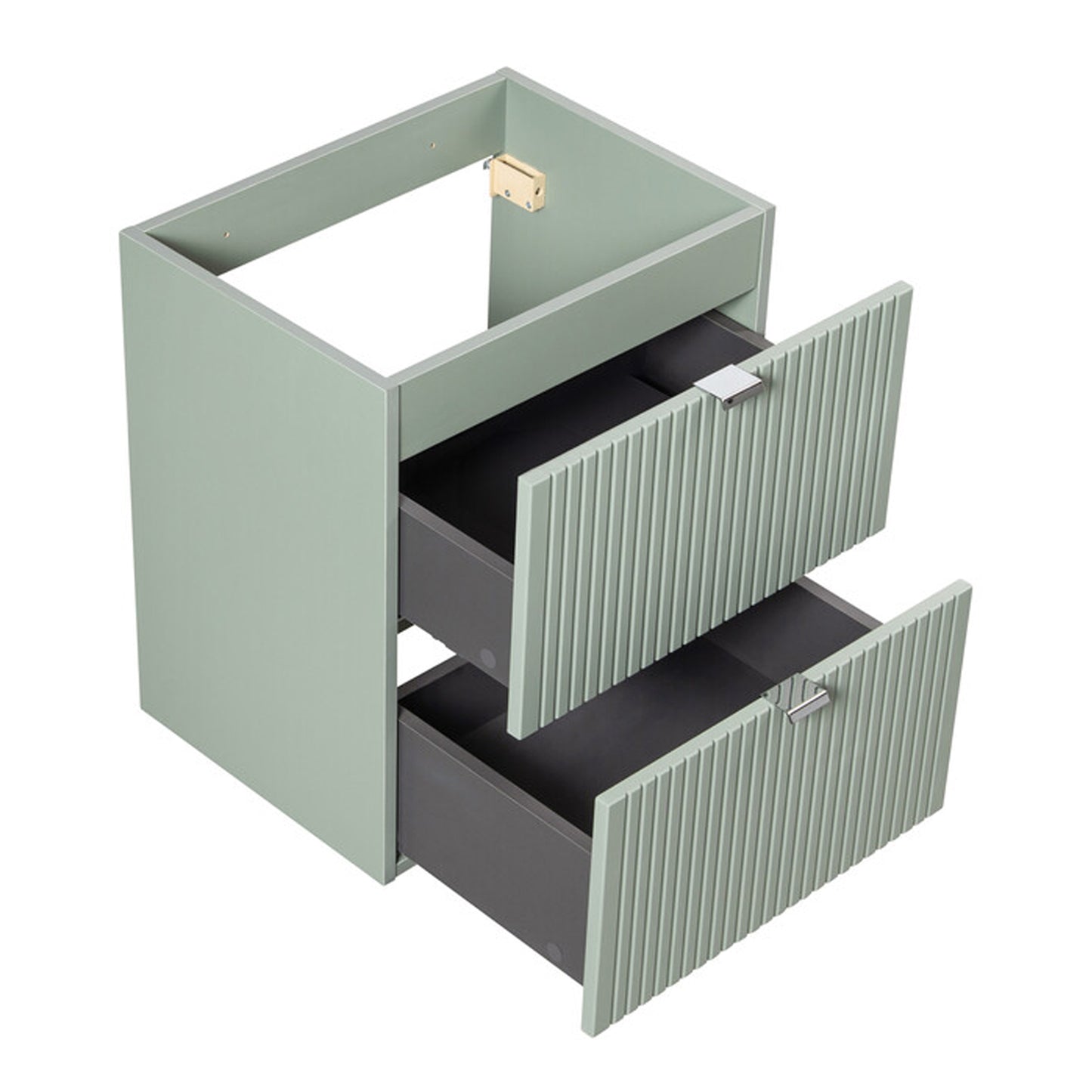 Line Reed 2 Drawer Bathroom Cabinet Vanity Unit 50cm with Built In Basin - Sage