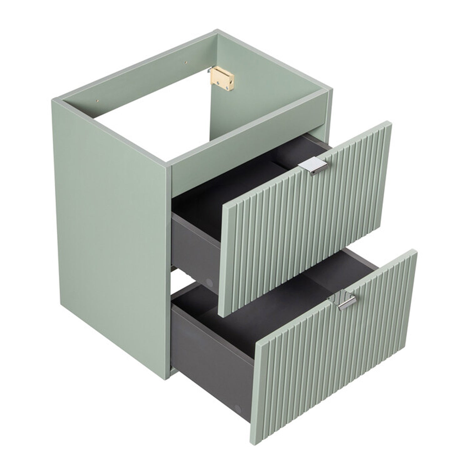 Line Reed 2 Drawer Bathroom Cabinet Vanity Unit 50cm with Built In Basin - Sage