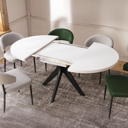 Renzo Extending Modern Dining Table – White Matt / Black