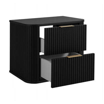 Elegance Glamour Style 2 Drawer Bathroom Wall Vanity Cabinet 60cm - Black