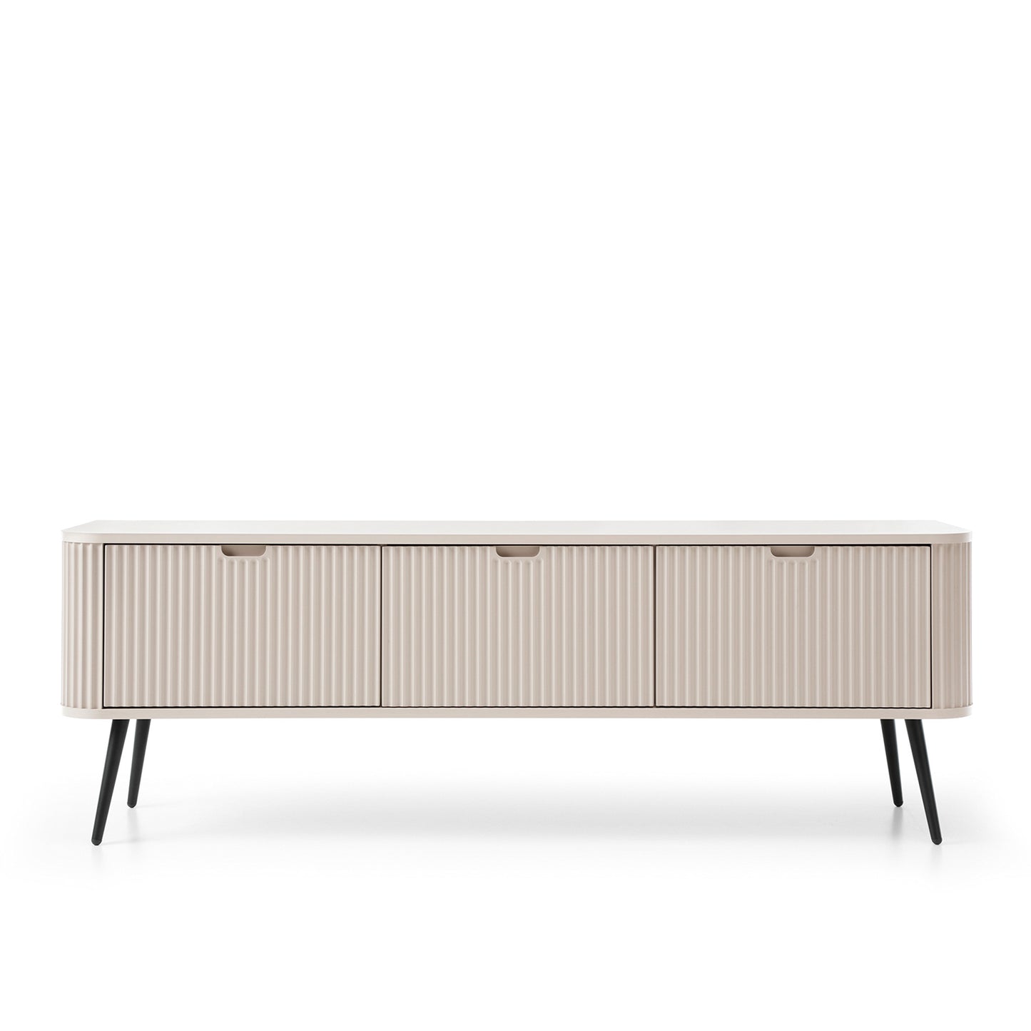 Signe Ribbed Elegant TV Unit - Cashmere / Black Legs