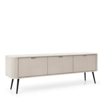 Signe Ribbed Elegant TV Unit - Cashmere / Black Legs