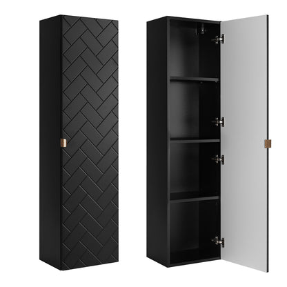 Trend Herringbone Pattern Door Bathroom Cabines Vanity Units Set with Worktop 120cm & 35cm - Black