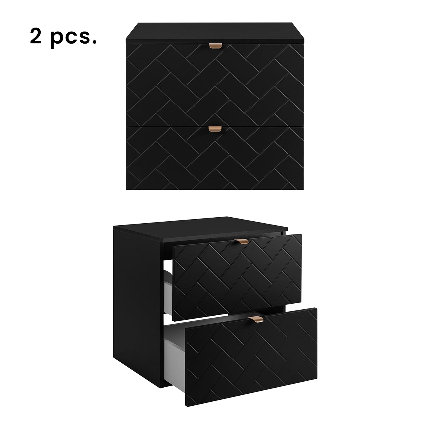 Trend Herringbone Pattern Door Bathroom Cabines Vanity Units Set with Worktop 120cm & 35cm - Black