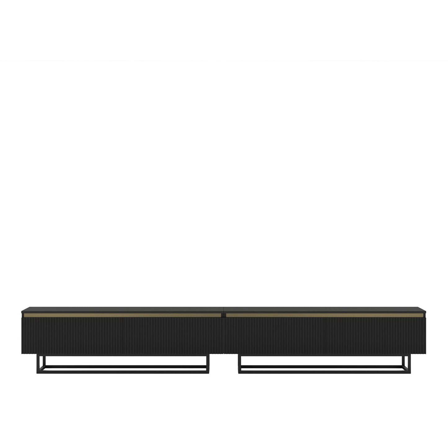 Selene Modern Ribbed-Texture Wide TV Unit with Storage - Black