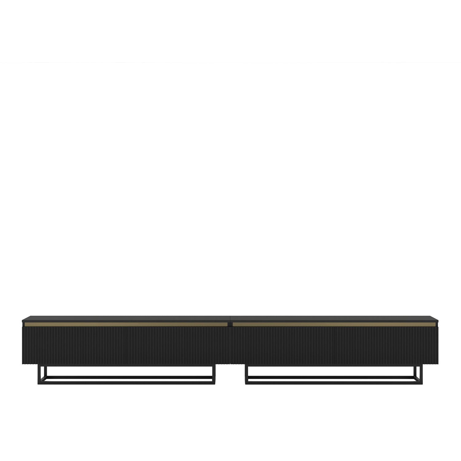 Selene Modern Ribbed-Texture Wide TV Unit with Storage - Black