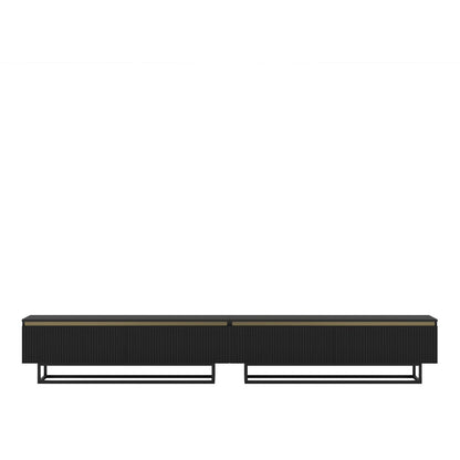 Selene Modern Ribbed-Texture Wide TV Unit with Storage - Black
