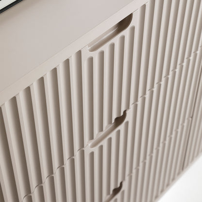 Signe Ribbed Elegant Sideboard - Cashmere / Black Legs