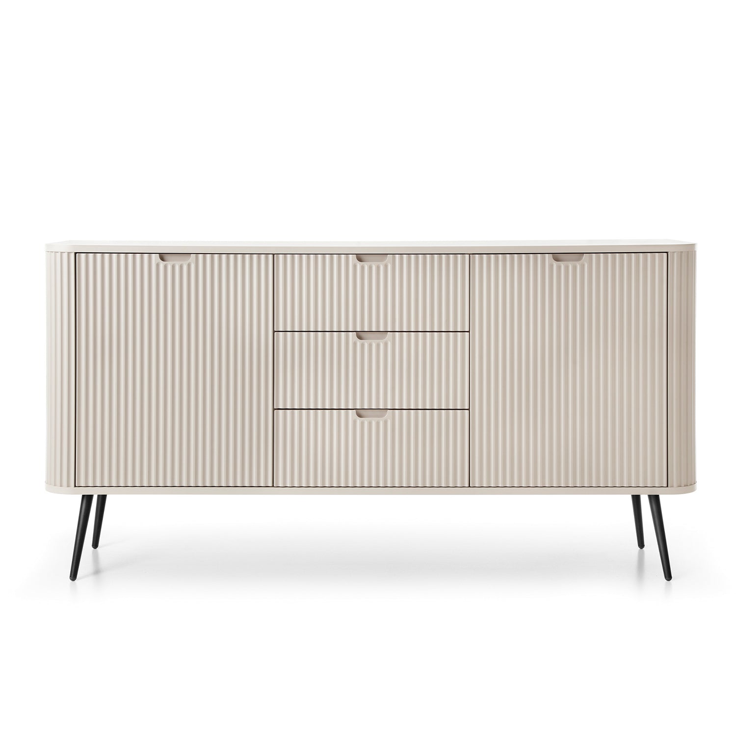 Signe Ribbed Elegant Sideboard - Cashmere / Black Legs