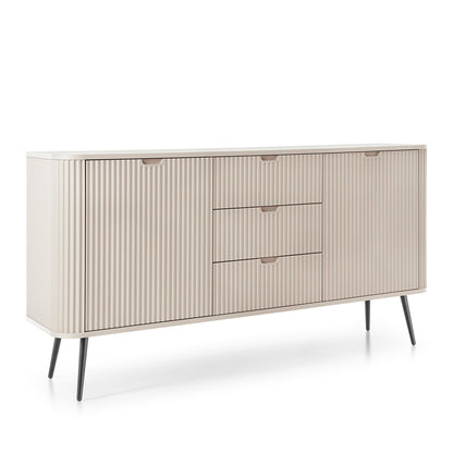 Signe Ribbed Elegant Sideboard - Cashmere / Black Legs