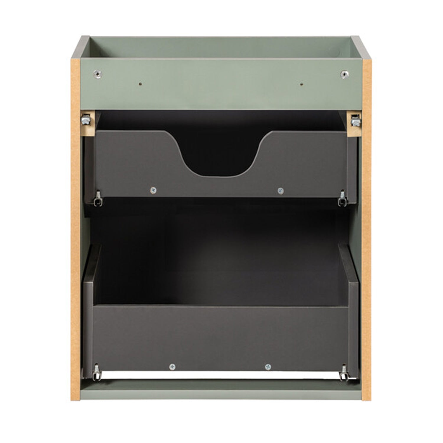 Line Reed 2 Drawer Bathroom Cabinet Vanity Unit 50cm with Built In Basin - Sage