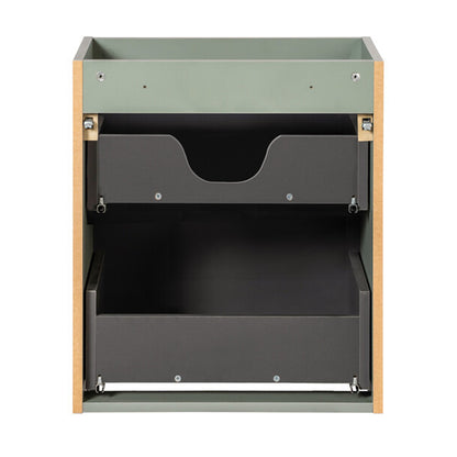 Line Reed 2 Drawer Bathroom Cabinet Vanity Unit 50cm with Built In Basin - Sage