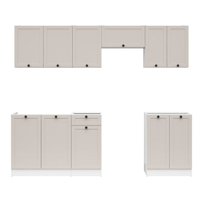 Summer 7 Unit Kitchen Cabinets Set 240cm - Cashmere Matt