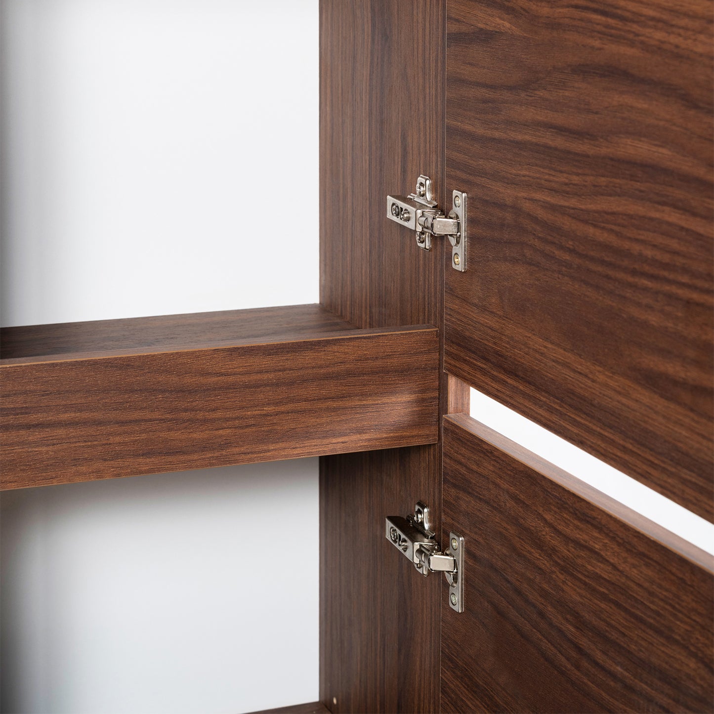 Simple Minimalist Bathroom Vanity Cabinets Set 80cm with Tall Unit & Worktop Basin - Walnut
