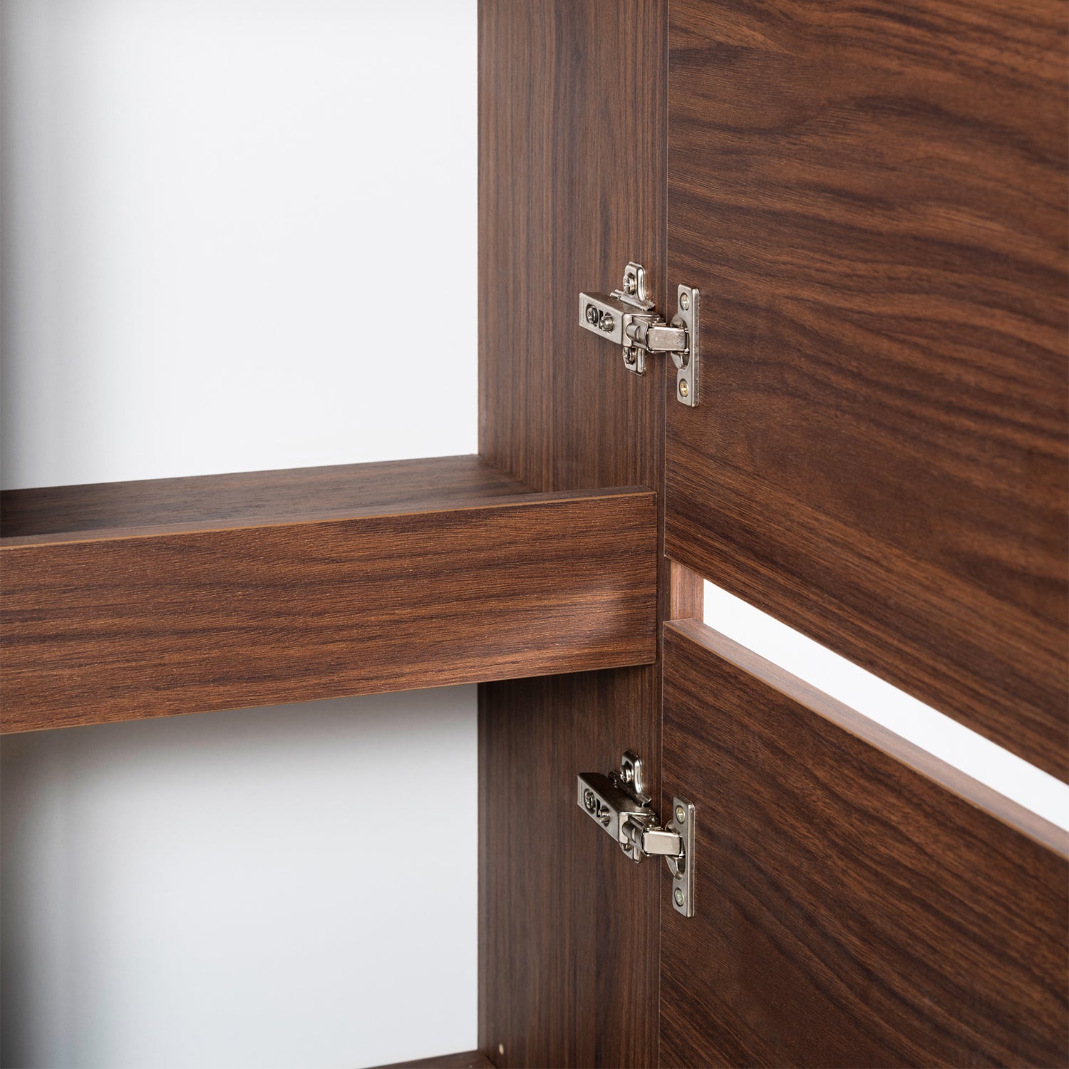 Simple Minimalist Bathroom Vanity Cabinets Set 80cm with Tall Unit & Worktop Basin - Walnut