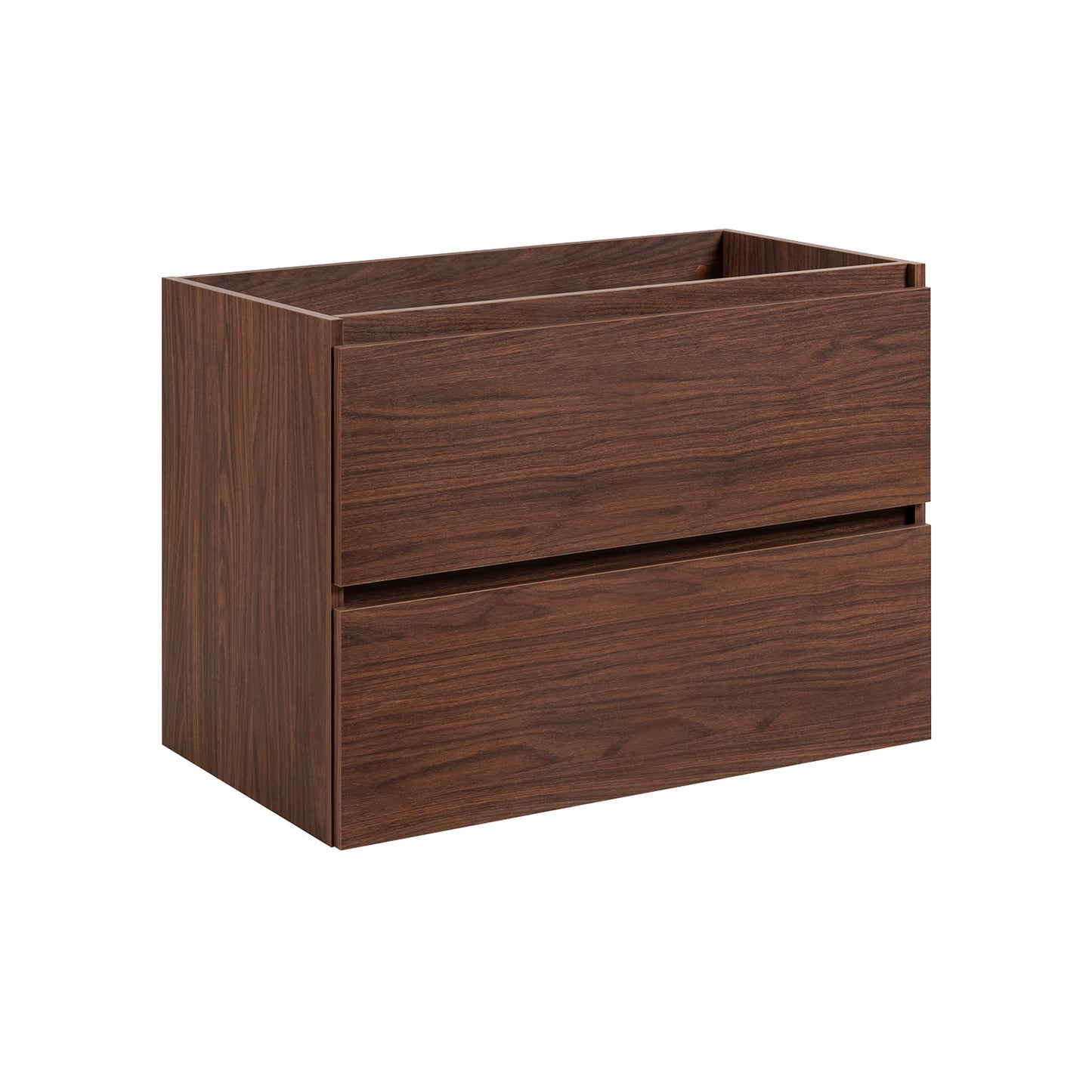 Simple Minimalist Bathroom Vanity Cabinets Set 80cm with Tall Unit & Worktop Basin - Walnut