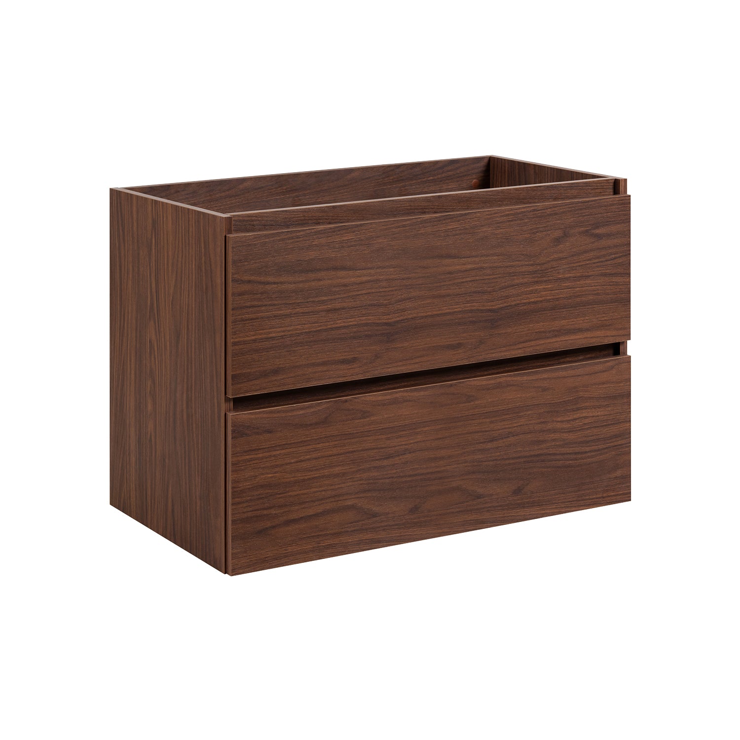 Simple Minimalist Bathroom Vanity Cabinets Set 80cm with Tall Unit & Worktop Basin - Walnut