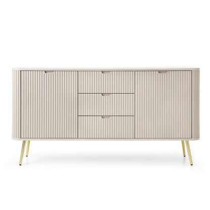 Signe Ribbed Elegant Sideboard - Cashmere / Gold Legs
