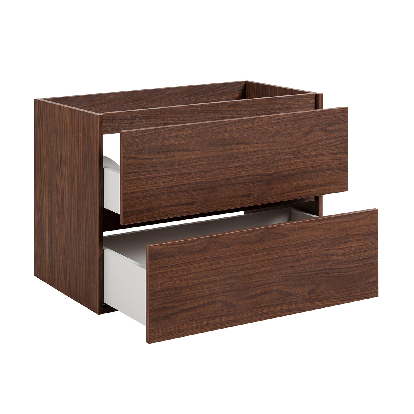 Simple Minimalist Bathroom Vanity Cabinets Set 80cm with Tall Unit & Worktop Basin - Walnut