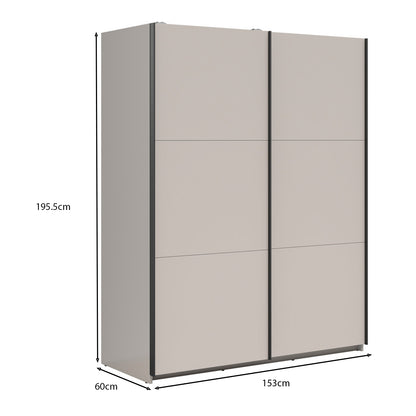 Exter Minimalist Sliding Door Wardrobe 153cm - Cashmere