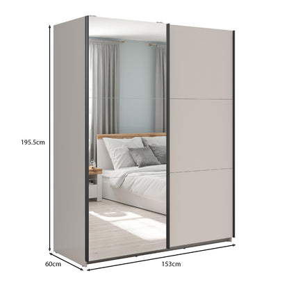Exter 2 Door Sliding 153cm Wardrobe - Cashmere