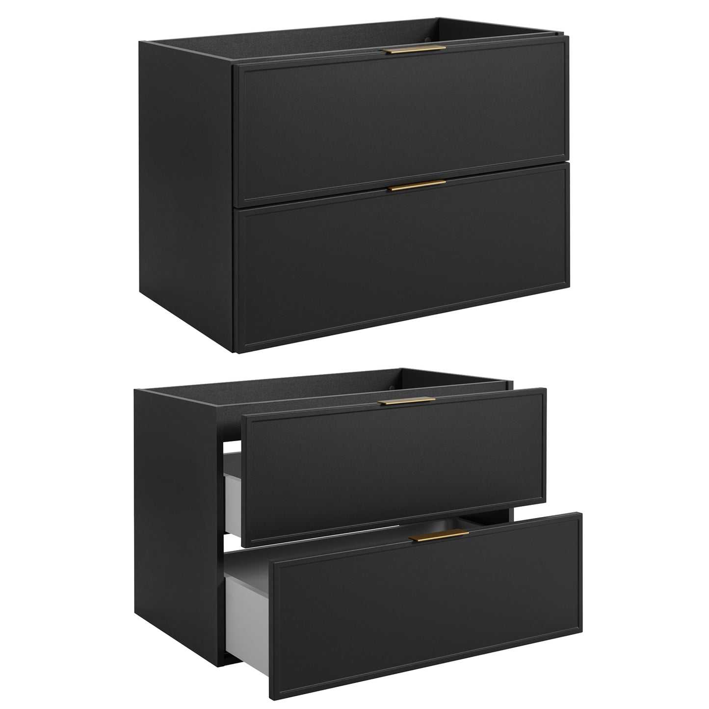 Simple Modern 2 Cabinets Set Vanity Unit 80cm with Worktop & Tall Cabinet 136cm - Anthracite