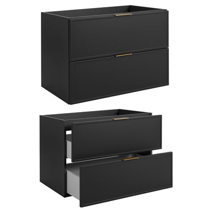 Simple Modern 2 Cabinets Set Vanity Unit 80cm with Worktop & Tall Cabinet 136cm - Anthracite