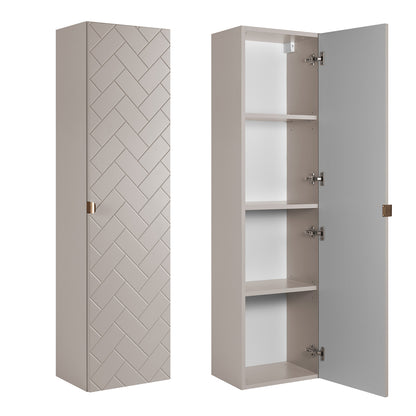 Trend Herringbone Pattern Door Bathroom Cabines Vanity Units Set with Worktop 80cm & 35cm - Cashmere