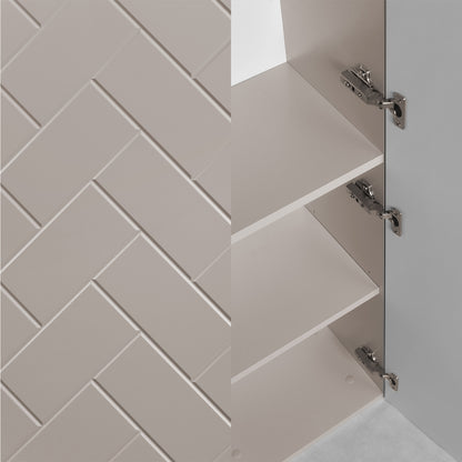Trend Herringbone Pattern Door Bathroom Cabines Vanity Units Set with Worktop 80cm & 35cm - Cashmere
