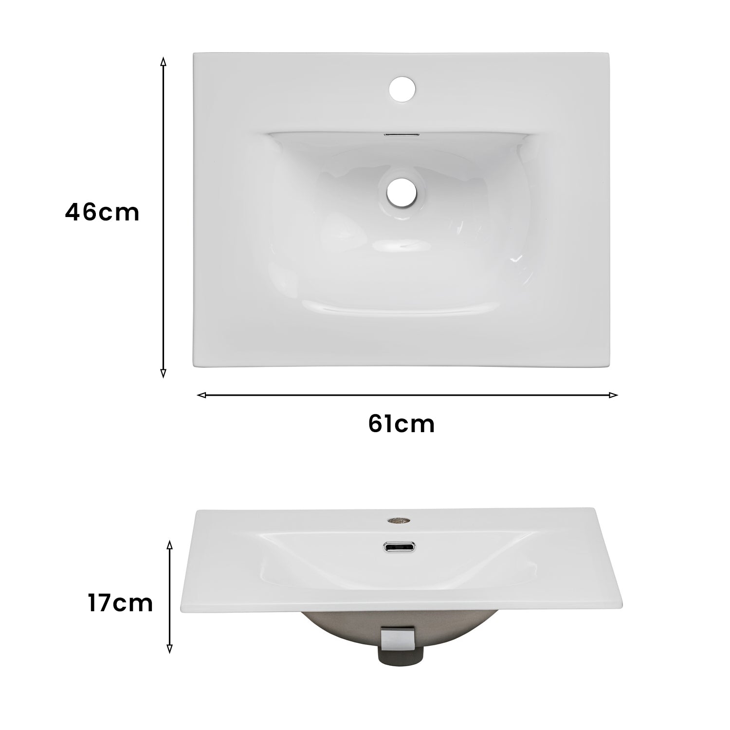 Iconic 60cm 1 Drawer Wall Mounted Bathroom Cabinet Vanity Unit with Built-In Basin - Rose