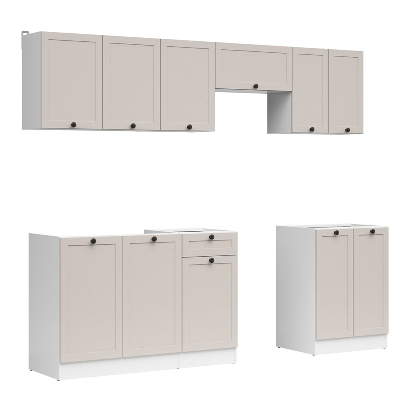 Summer 7 Unit Kitchen Cabinets Set 240cm - Cashmere Matt
