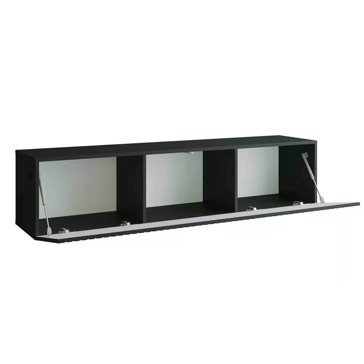 Joyce Wall Mounted TV Unit Modern Fluted Gloss Finish 150cm - Black Gloss