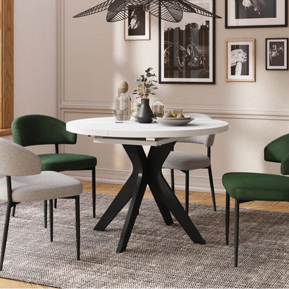 Renzo Extending Modern Dining Table – White Matt / Black