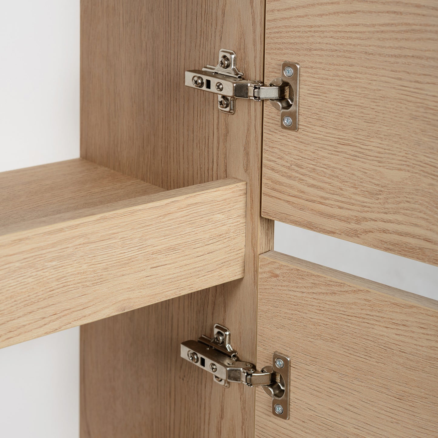 Simple Minimalist Bathroom Vanity Cabinets Set 80cm with Tall Unit & Worktop Basin - Light Oak