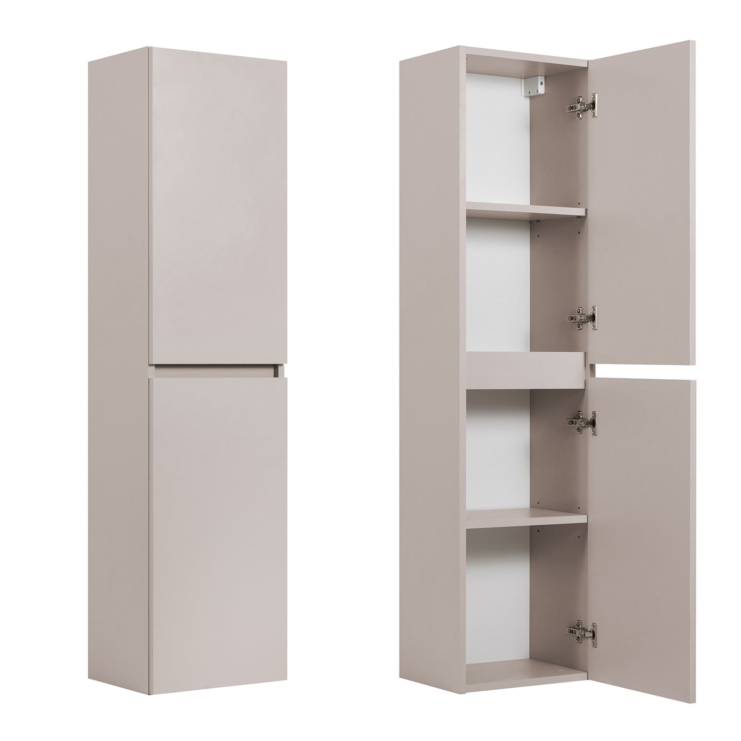 Simple Minimalist Bathroom Vanity Cabinets Set 100cm with Tall Unit & Worktop Basin - Cashmere
