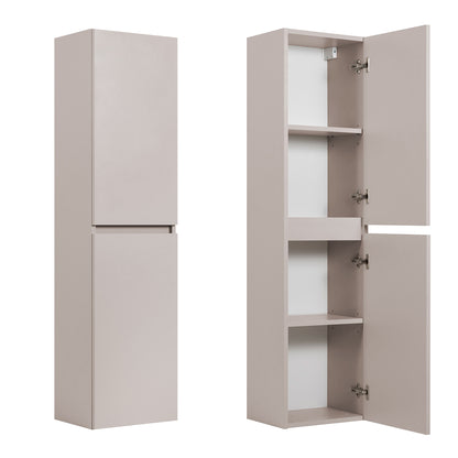 Simple Minimalist Bathroom Vanity Cabinets Set 100cm with Tall Unit & Worktop Basin - Cashmere