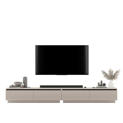 Selene Modern Ribbed-Texture Wide Stand TV Unit with Storage - Cashmere