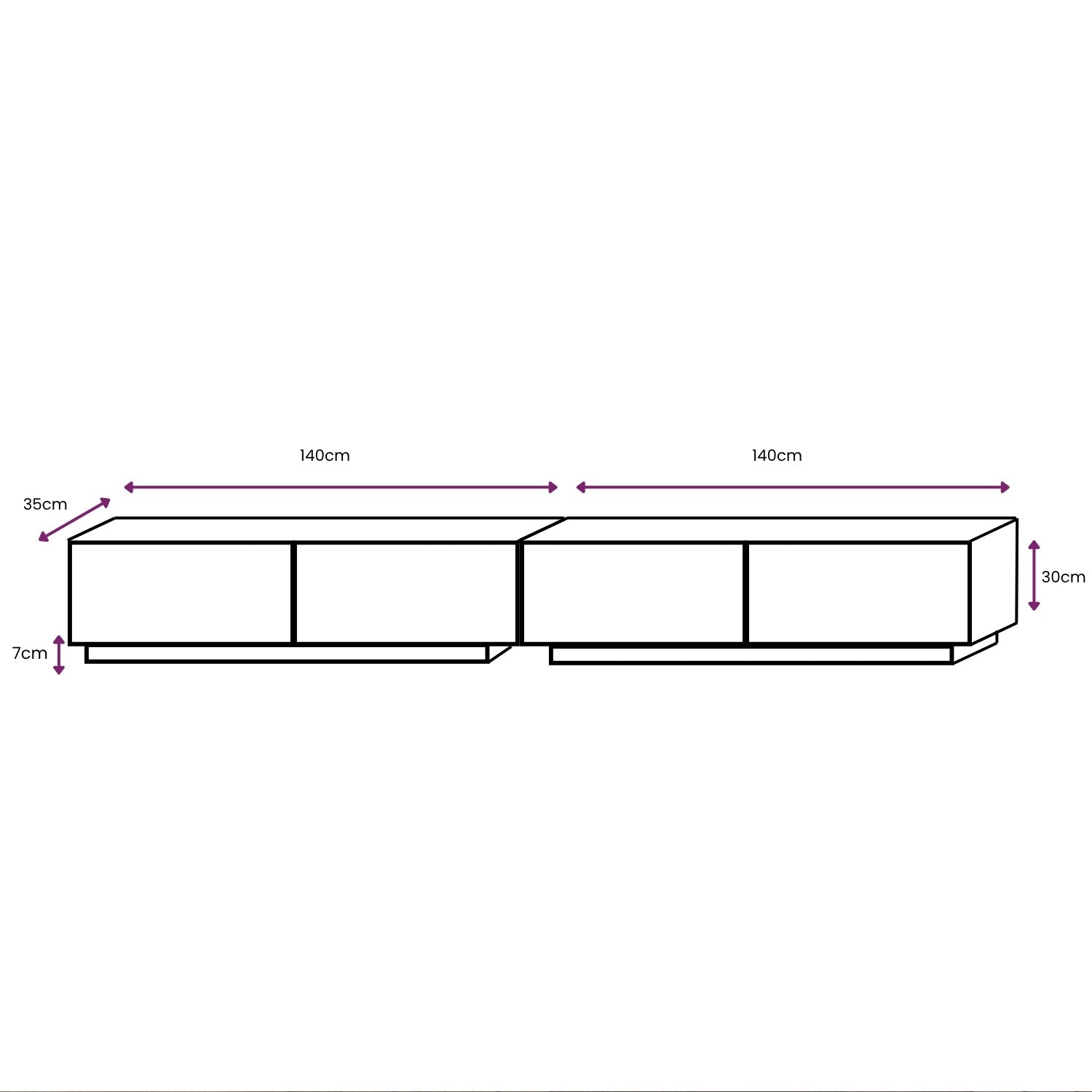 Selene Modern Ribbed-Texture Wide Stand TV Unit with Storage - Cashmere