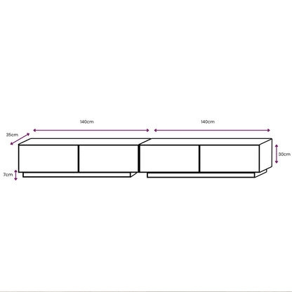 Selene Modern Ribbed-Texture Wide Stand TV Unit with Storage - Cashmere