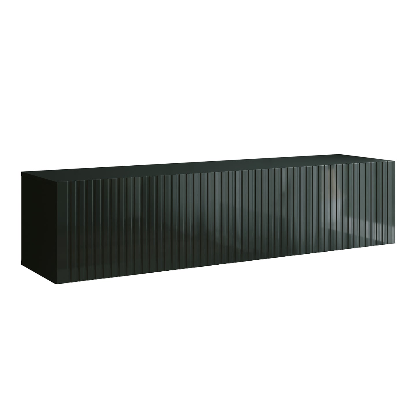 Joyce Wall Mounted TV Unit Modern Fluted Gloss Finish 150cm - Black Gloss