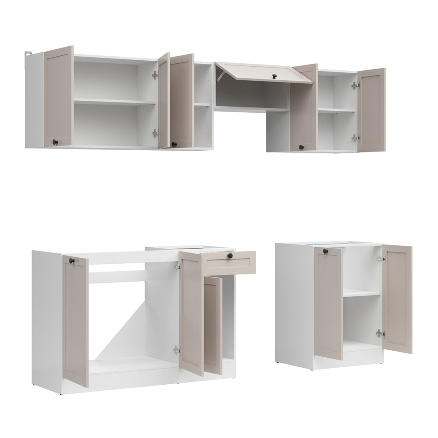 Summer 7 Unit Kitchen Cabinets Set 240cm - Cashmere Matt