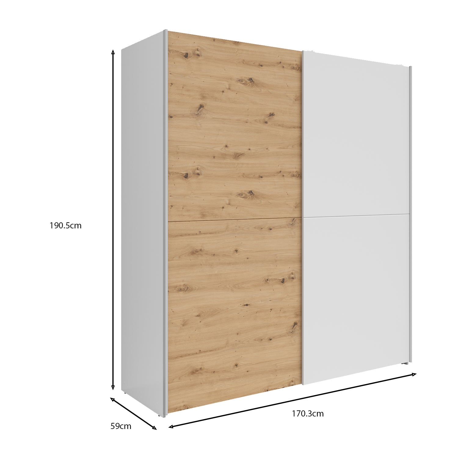Sonya 2 Door Sliding Wardrobe - Artisan Oak / White