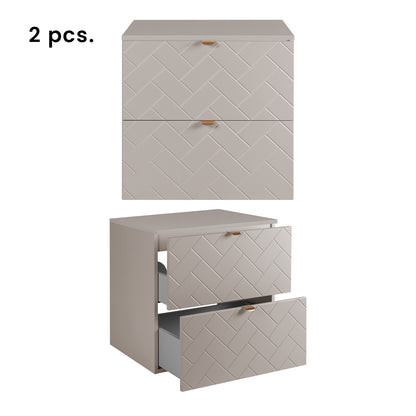 Trend Herringbone Pattern Door Bathroom Cabines Vanity Units Set with Worktop 120cm & 35cm - Cashmere