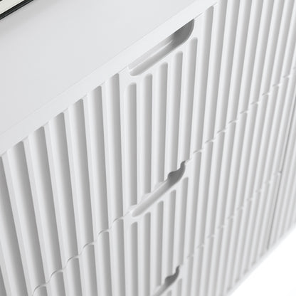 Signe Ribbed Elegant Sideboard - Cashmere / Gold LegsRibbed Elegant Sideboard - White / Black Legs