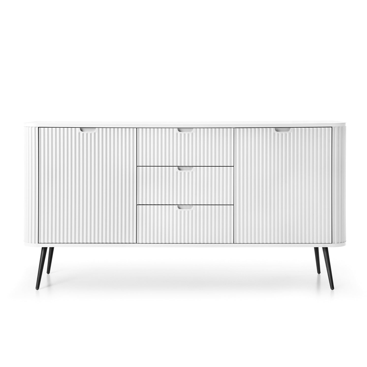 Signe Ribbed Elegant Sideboard - Cashmere / Gold LegsRibbed Elegant Sideboard - White / Black Legs