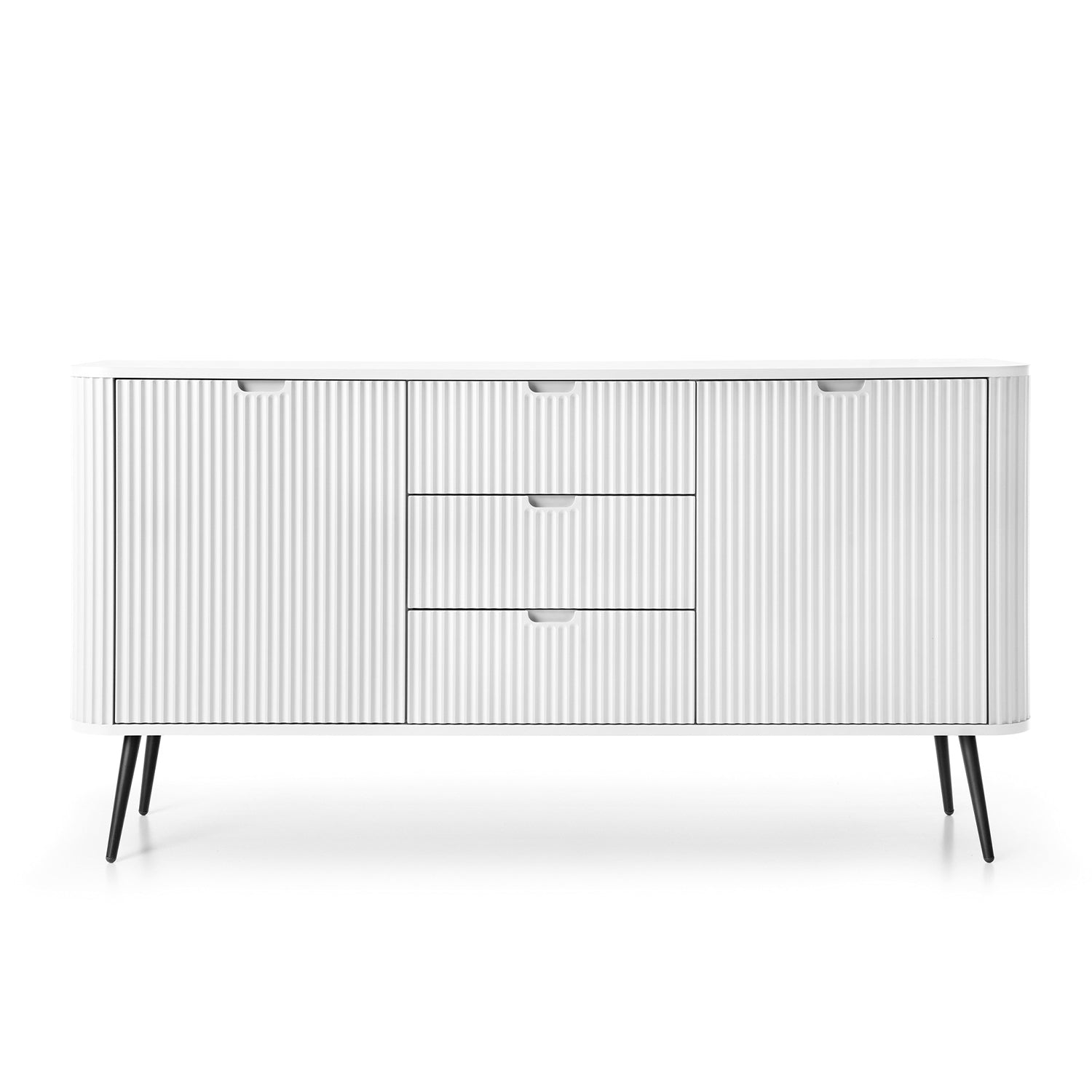 Signe Ribbed Elegant Sideboard - Cashmere / Gold LegsRibbed Elegant Sideboard - White / Black Legs