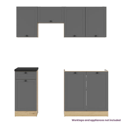 Summer 5 Unit Kitchen Cabinets Set 170cm - Graphite / Bernstein Oak