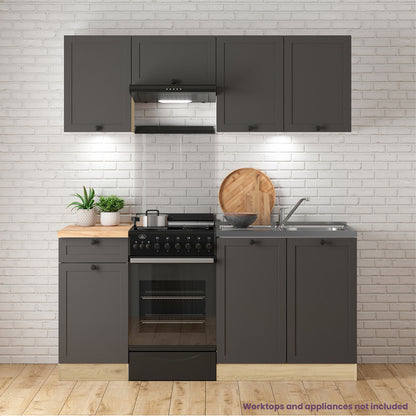 Summer 5 Unit Kitchen Cabinets Set 170cm - Graphite / Bernstein Oak