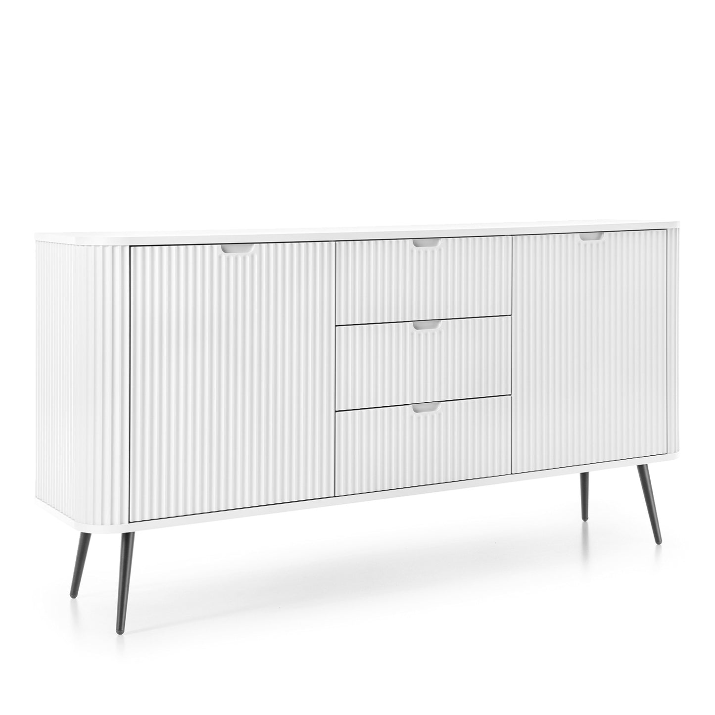 Signe Ribbed Elegant Sideboard - Cashmere / Gold LegsRibbed Elegant Sideboard - White / Black Legs