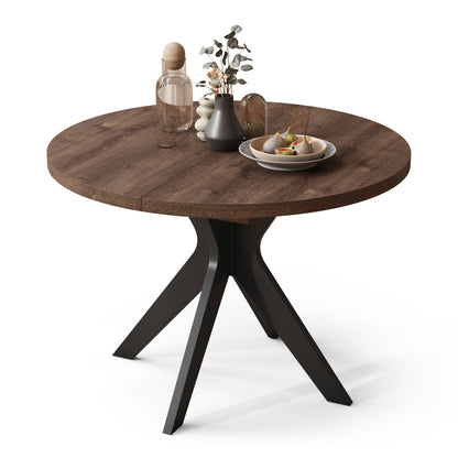Renzo Extending Modern Dining Table – Brown Oak / Black